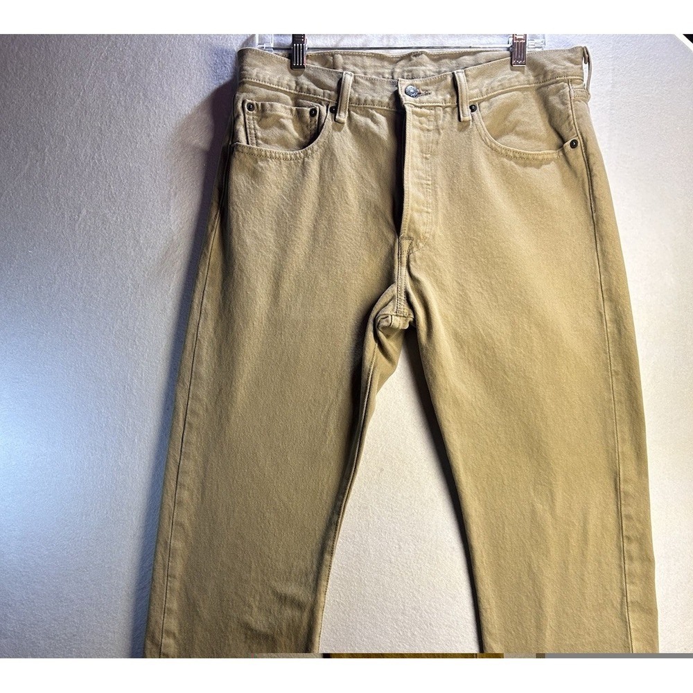 Levi's Men's Beige Straight Fit Jeans Mid Rise Button Fly Light Wash 5-Pkt